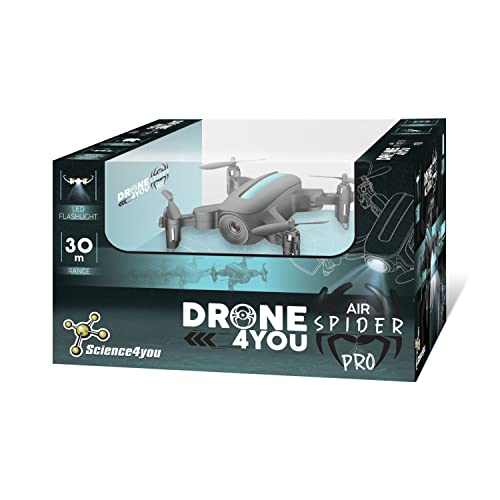 Science4you Drohne Mini Air Spider PRO-Propeller Spielzeug für Kinder, Ein Drohne Mini für Kinder ab 8 Jahre und Anfänger-Kinderspielzeug für Kinder ab 6-12+ Jahre die Drohnen Lieben, schwarz, 3571 von Science4you