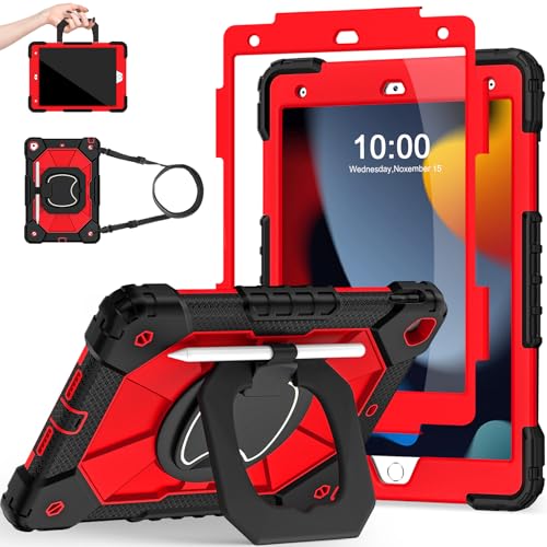 Scnioy Schutzhülle für iPad 9. Generation, iPad 9., 8., 7. Generation, iPad 10,2 Zoll, iPad 9. Generation, mit Displayschutz, Stifthalter, TabletCases für Kinder, 360° drehbarer Ständer, Schwarz / Rot Scnioy Schutzhülle für iPad 9. Generation, iPad 9., 8., 7. Generation, iPad 10,2 Zoll, iPad 9. Generation, mit Displayschutz, Stifthalter, TabletCases für Kinder, 360° drehbarer Ständer, Schwarz / Rot von Scnioy
