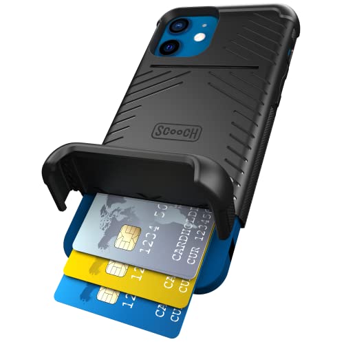 Scooch Wingmate Versteckte Brieftasche Kompatibel mit iPhone 12 /iPhone Pro Hülle [10ft Fallschutz] Kreditkartenhalter für 3 Karten Magnetblatt magnetische Autohalterung (Schwarz) von Scooch