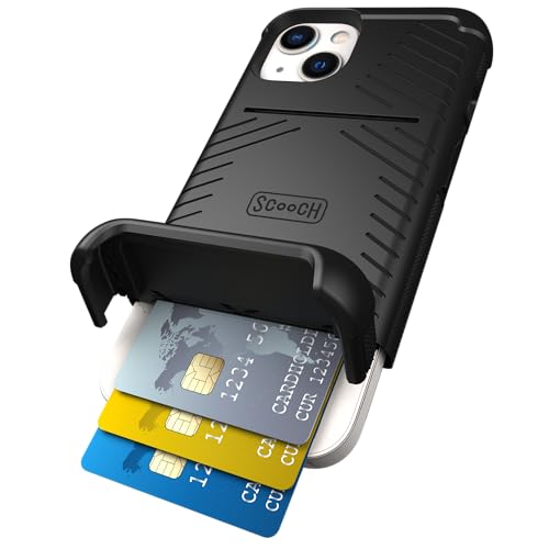 Scooch iPhone 13 Hülle mit Kartenhalter [Wingmate] iPhone 13 Wallet Case mit RFID-Schutz [Schlank & Minimal] 3 Fuß Fallschutz, Magnetische Rückseite für Autohalterungen, Schwarz von Scooch