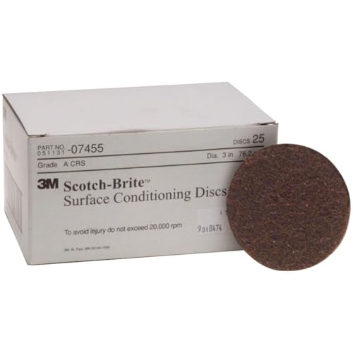 Scotch-Brite Oberflächenpflegescheibe, Klettbefestigung, Aluminiumoxid (verschiedene Körnungstypen/Größen), 7, braun, 10 von Scotch-Brite