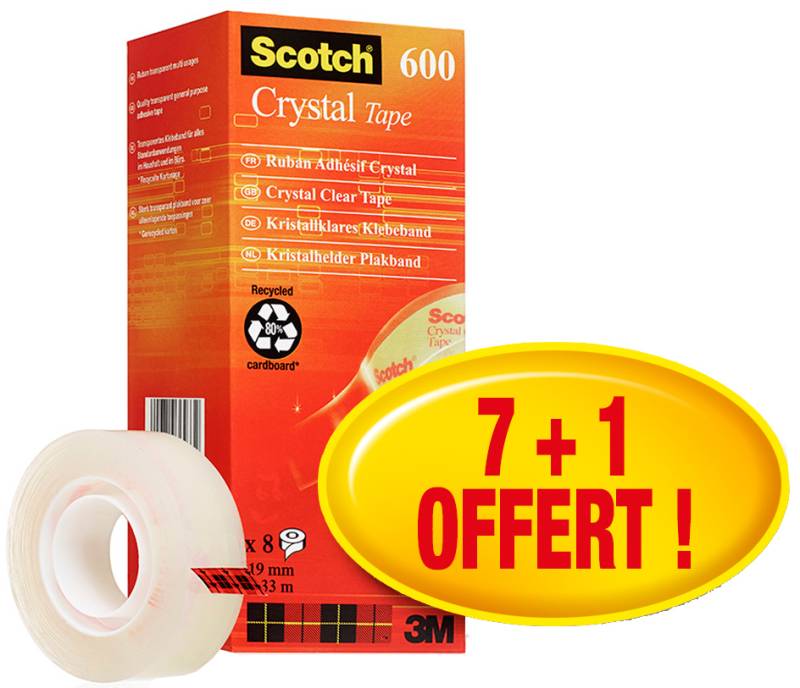 3M Scotch Klebefilm Crystal Clear 600, 19 mm x 15 m, 2+1 von Scotch