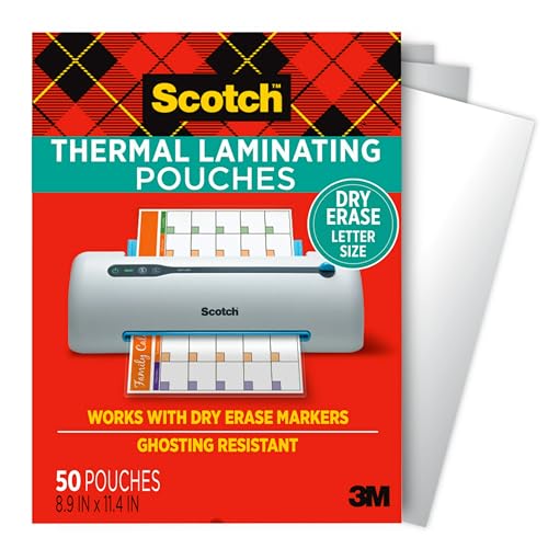 Scotch Dry Erase Thermische Laminierfolien, 50 Stück, 21,5 x 29,5 cm, BlattgröÃŸe, transparentes professionelles Finish (TP3854-50DE) von Scotch