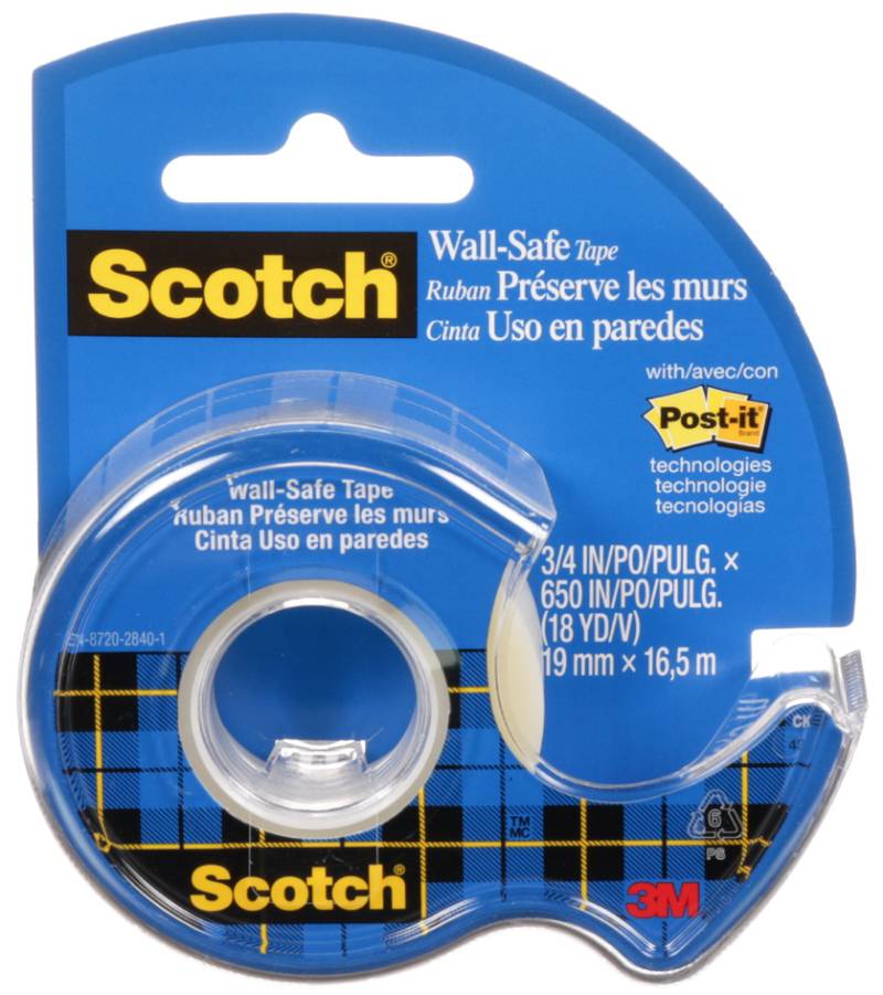 Scotch Klebefilm , Wall-Safe, , im Handabroller, 19mm x 16,5m von Scotch