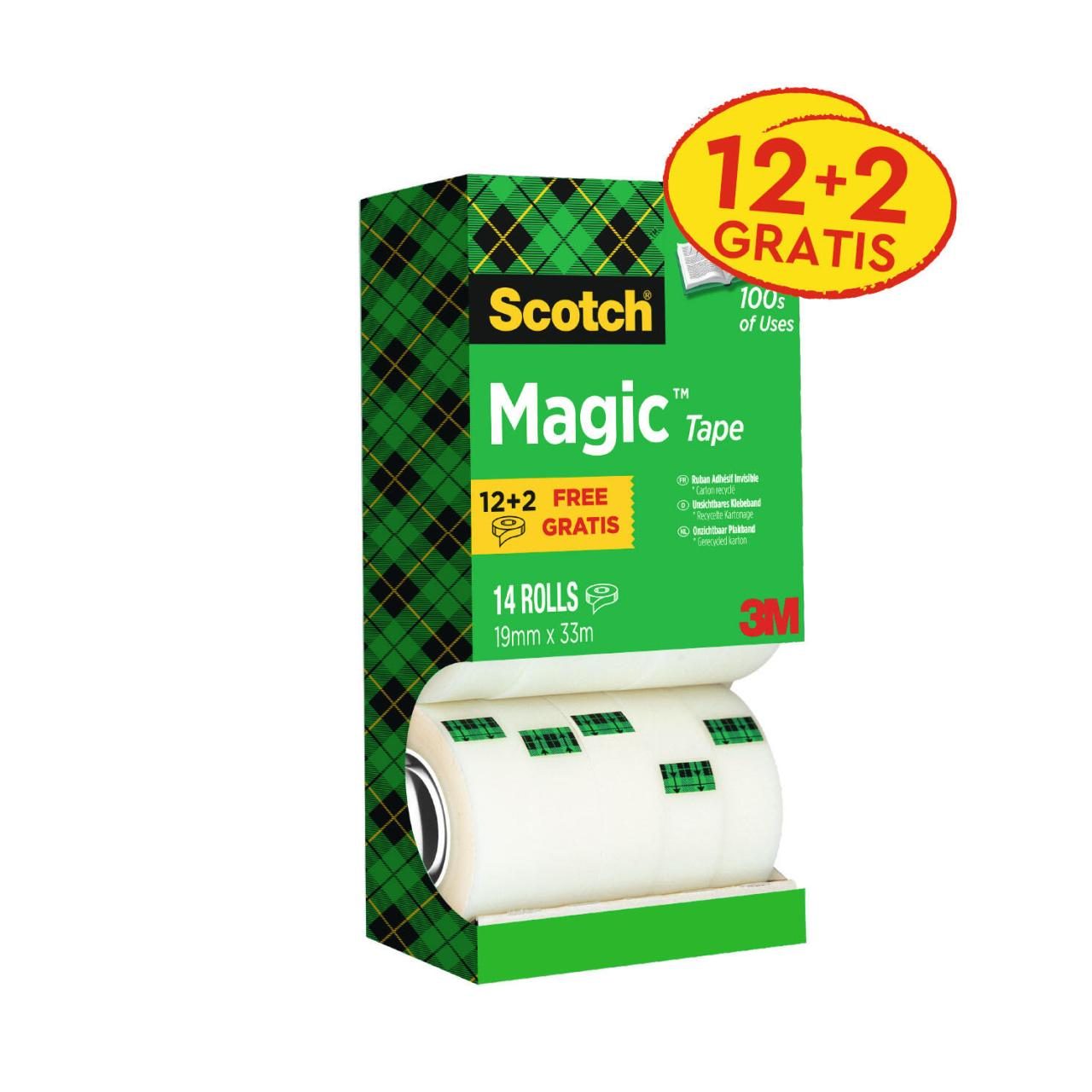 Scotch Magic™ Tape Klebefilm matt 19,0 mm x 33,0 m 12 Rollen + GRATIS 2 Rollen von Scotch