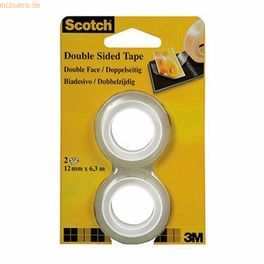 Scotch Klebefilm 6,3mx12mm doppelseitig transparent VE=2 Stück Scotch Klebefilm 6,3mx12mm doppelseitig transparent VE=2 Stück von Scotch