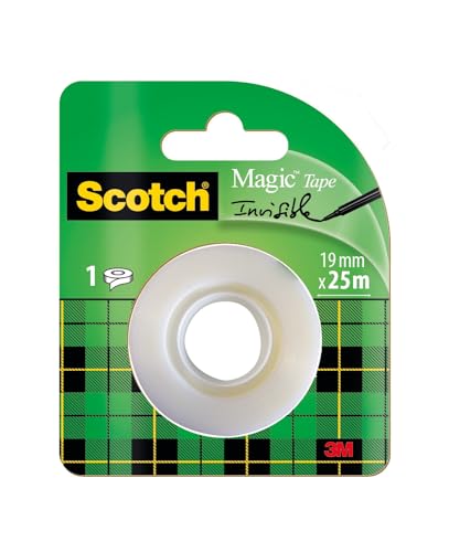 Scotch Magic Tape - 1 Rolle, 19 mm x 25 m - Unsichtbares Klebeband für allgemeine Zwecke zur Reparatur, Etikettierung und Versiegelung von Dokumenten Scotch Magic Tape - 1 Rolle, 19 mm x 25 m - Unsichtbares Klebeband für allgemeine Zwecke zur Reparatur, Etikettierung und Versiegelung von Dokumenten von Scotch