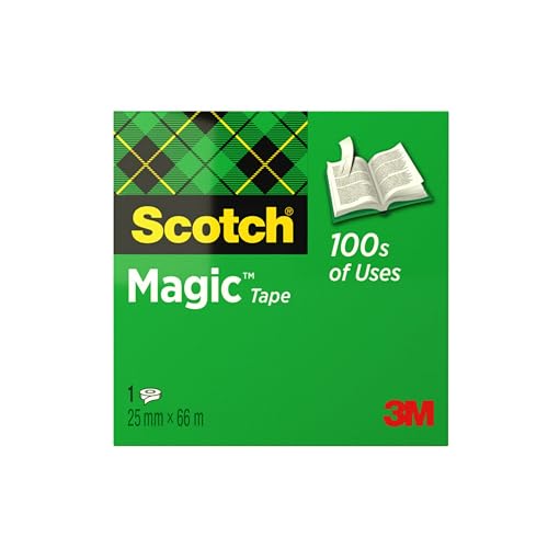 Scotch Magic Tape - 1 Rolle, 25 mm x 66 m - Unsichtbares Klebeband für allgemeine Zwecke zur Reparatur, Etikettierung und Versiegelung von Dokumenten von Scotch