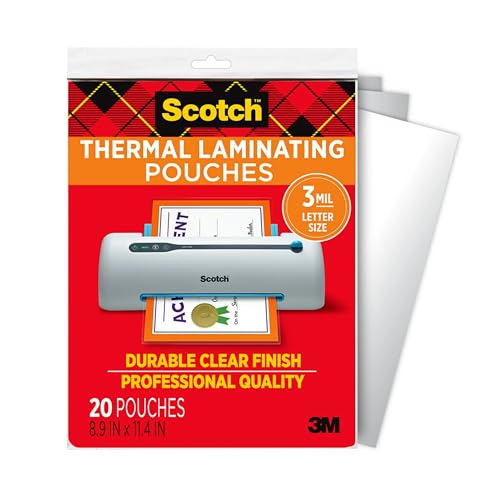 Scotch Matte Thermo-Laminierfolien, ultraklar mit matter Oberfläche, Briefgröße 22,6 x 29 cm, 20 Stück von Scotch