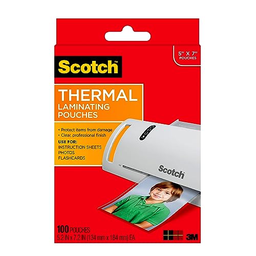 Scotch Thermo-Laminierfolien, 5 mm dick für zusätzlichen Schutz, 12,7 x 17,8 cm, Fotogröße, 100 Beutel (TP5903-100) von Scotch