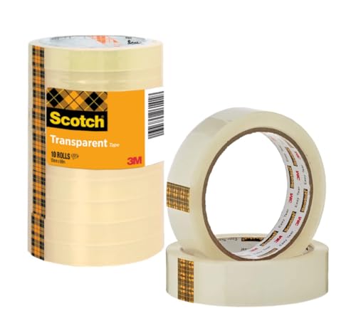 Scotch Transparentes Klebeband 15 mm x 66 m, 10 Rollen/Packung - Durchsichtiges Allzweckband für Schule, Heim und Büro von Scotch