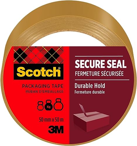 Scotch Verpackungsklebeband für einen sicheren Verschluss, Braun, 50 mm x 50 m, 1 Rolle/Packung - Ideal zum Verschließen von Paketen und Kartons von Scotch