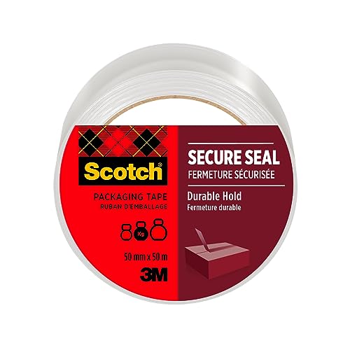 Scotch Verpackungsklebeband für einen sicheren Verschluss, Transparent, 50 mm x 50 m, 1 Rolle/Packung von Scotch
