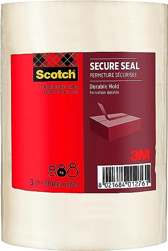 Scotch Verpackungsklebeband für einen sicheren Verschluss, Transparent, 50 mm x 66 m, 3 Rollen/Packung von Scotch