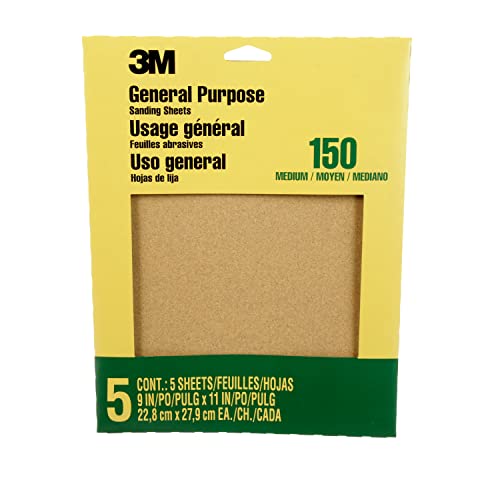 3M Aluminiumoxid-Schleifpapier, Medium, 9001NA, 22,9 x 27,9 cm, 5 Stück von ScotchBlue