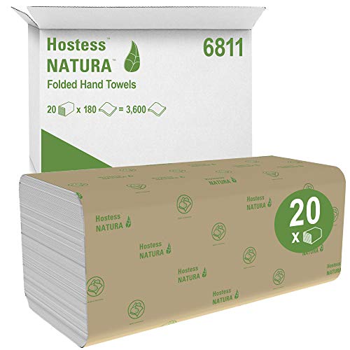 Hostess NATURA, 6811, Falthandtücher, 2-lagig, weiß, 20 Packungen x 180 Tücher von Scott