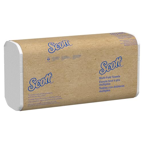 Scott 03650 Vielfalthandtücher, Saugfähigkeitstaschen, 9 2/5 x 9 1/5, weiß, 250 Blatt pro Packung (12 Packungen), weicher Weizen von Scott