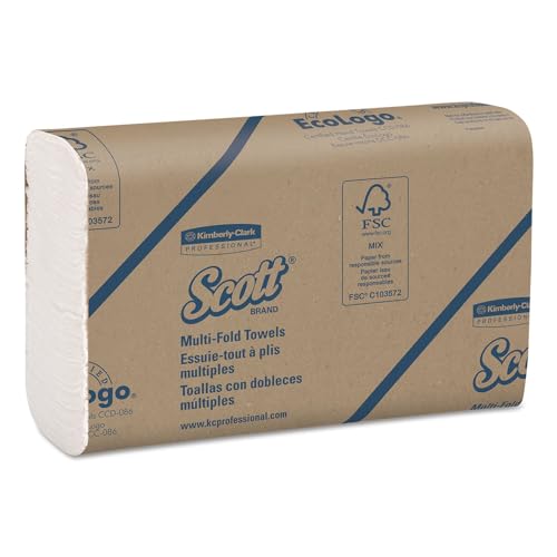 Scott Papierhandtücher mit Multifold-Faltung 1804 – Handtuchpapier mit Z-Faltung – 16 Packungen x 250 weiße Papierhandtücher (insges. 4.000) von Scott