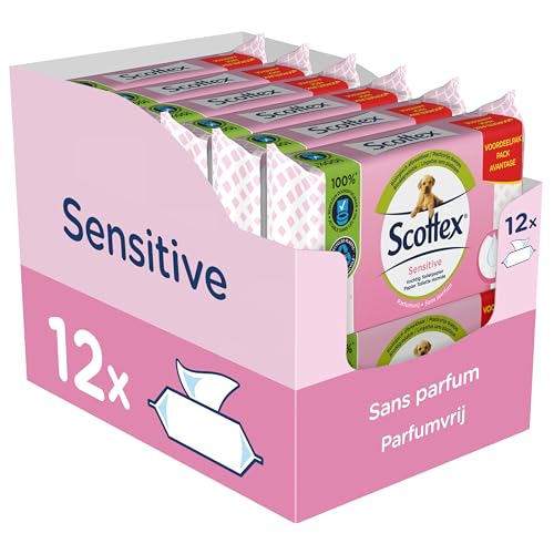 Scottex Sensitive Feuchtes Toilettenpapier, 38 Services (38 Services x 12 Packungen, insgesamt 456 Leistungen) von Scottex