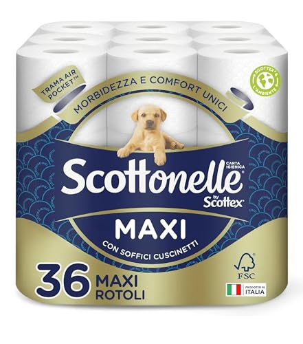 Scottonelle Toilettenpapier, weich und strapazierfähig, dermatologisch getestet, 36 Rollen Maxi von Scottex