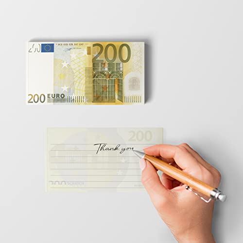 Scratch Cash Block 200 € Euro – 50 Banknoten zum Schreiben, Geld, Gutscheine, Rabattgutscheine, Gadgets (um 125% erhöhte Größe im Vergleich zu den echten) von Scratch Lover