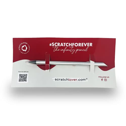 The New Infinity Pencil Metallic – Bleistift mit unendlicher Spitze, bis zu 20 km Schreiben als 200 klassische Bleistifte, Geschenkidee, Design-Gadget (Silber) von Scratch Lover