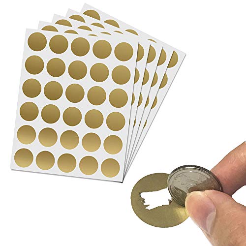 150 Stück, 25mm Rubbel Etiketten Rubbellose Aufkleber, Scratch Sticker - Gold von ScratchStix
