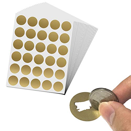 900 Stück, 25mm Rubbel Etiketten Rubbellose Aufkleber, Scratch Sticker - Gold von ScratchStix