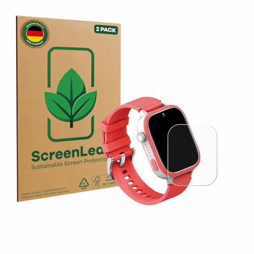 ScreenLeaf (2 Stück Schutzfolie für AngelTech Kids Smartwatch Ultra 1.83" [nachhaltiger Displayschutz, Folie, transparent, kratzfest] von ScreenLeaf