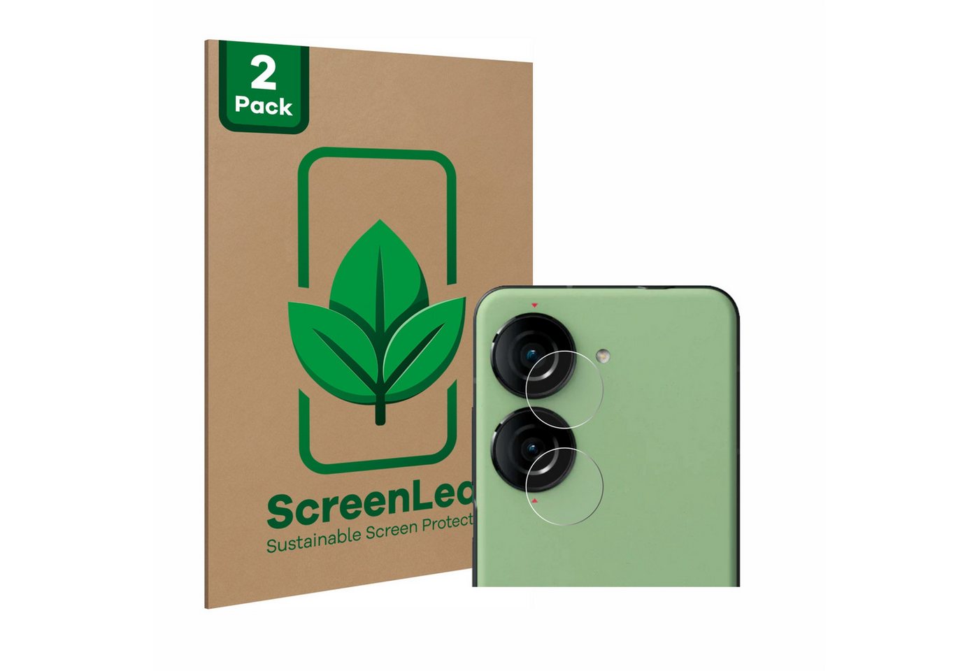 ScreenLeaf Displayschutzfolie Schutzfolie für ASUS ZenFone 10 (NUR Kameraschutz), 2 Stück, nachhaltiger Displayschutz Schutz Folie Klar Transparent von ScreenLeaf