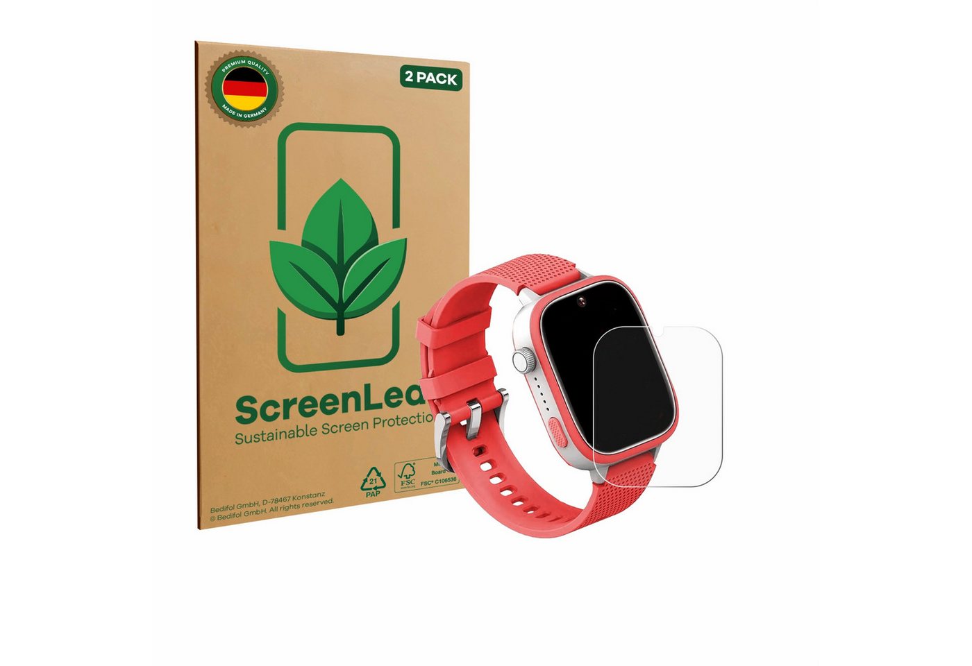 ScreenLeaf Displayschutzfolie Schutzfolie für AngelTech Kids Smartwatch Ultra 1.83", 2 Stück, 2 Stück, nachhaltiger Displayschutz Schutz Folie Klar Transparent ScreenLeaf Displayschutzfolie Schutzfolie für AngelTech Kids Smartwatch Ultra 1.83", 2 Stück, 2 Stück, nachhaltiger Displayschutz Schutz Folie Klar Transparent von ScreenLeaf