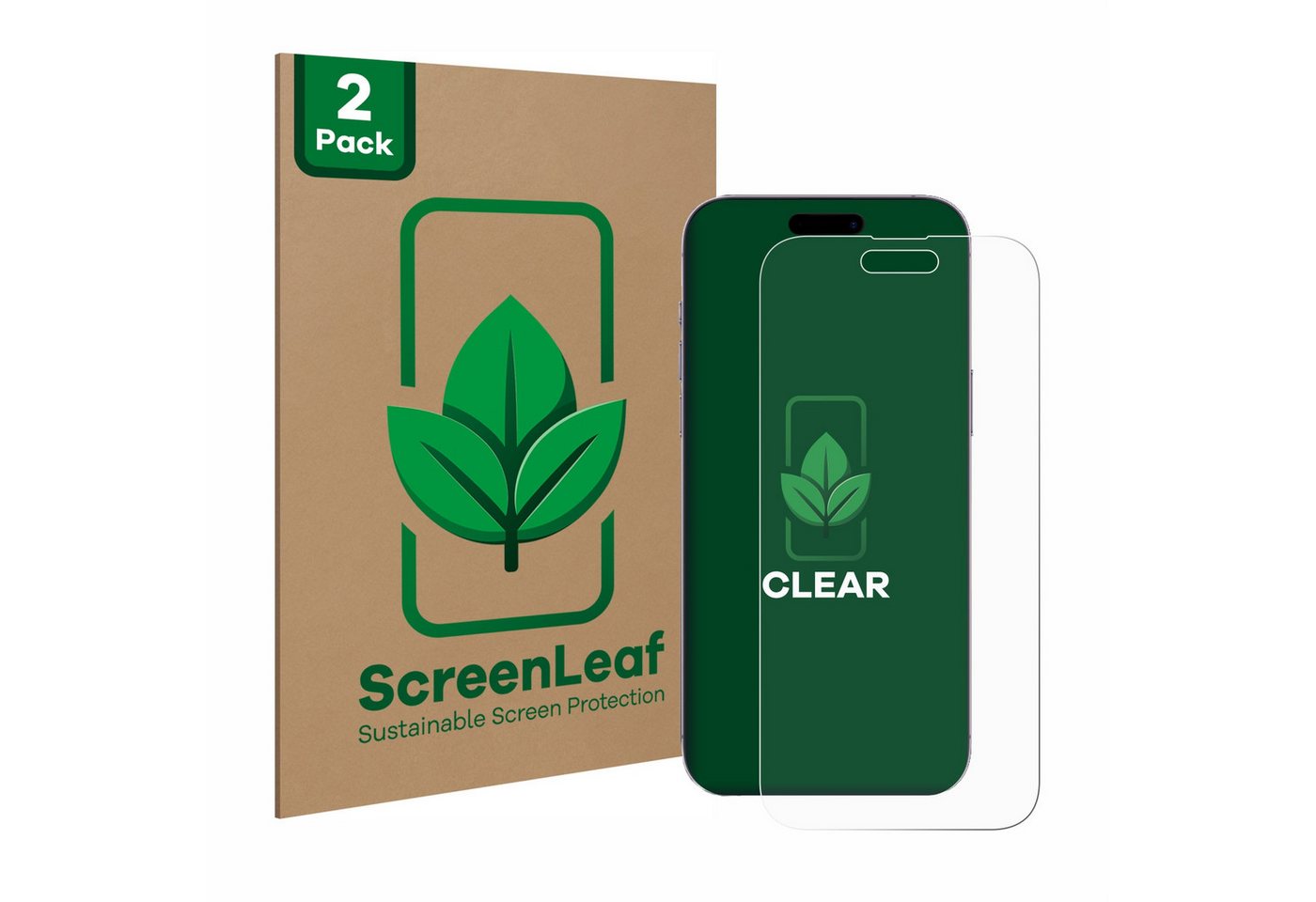 ScreenLeaf Displayschutzfolie Schutzfolie für Apple iPhone 14 Pro Max, 2 Stück, nachhaltiger Displayschutz Schutz Folie Klar Transparent ScreenLeaf Displayschutzfolie Schutzfolie für Apple iPhone 14 Pro Max, 2 Stück, nachhaltiger Displayschutz Schutz Folie Klar Transparent von ScreenLeaf