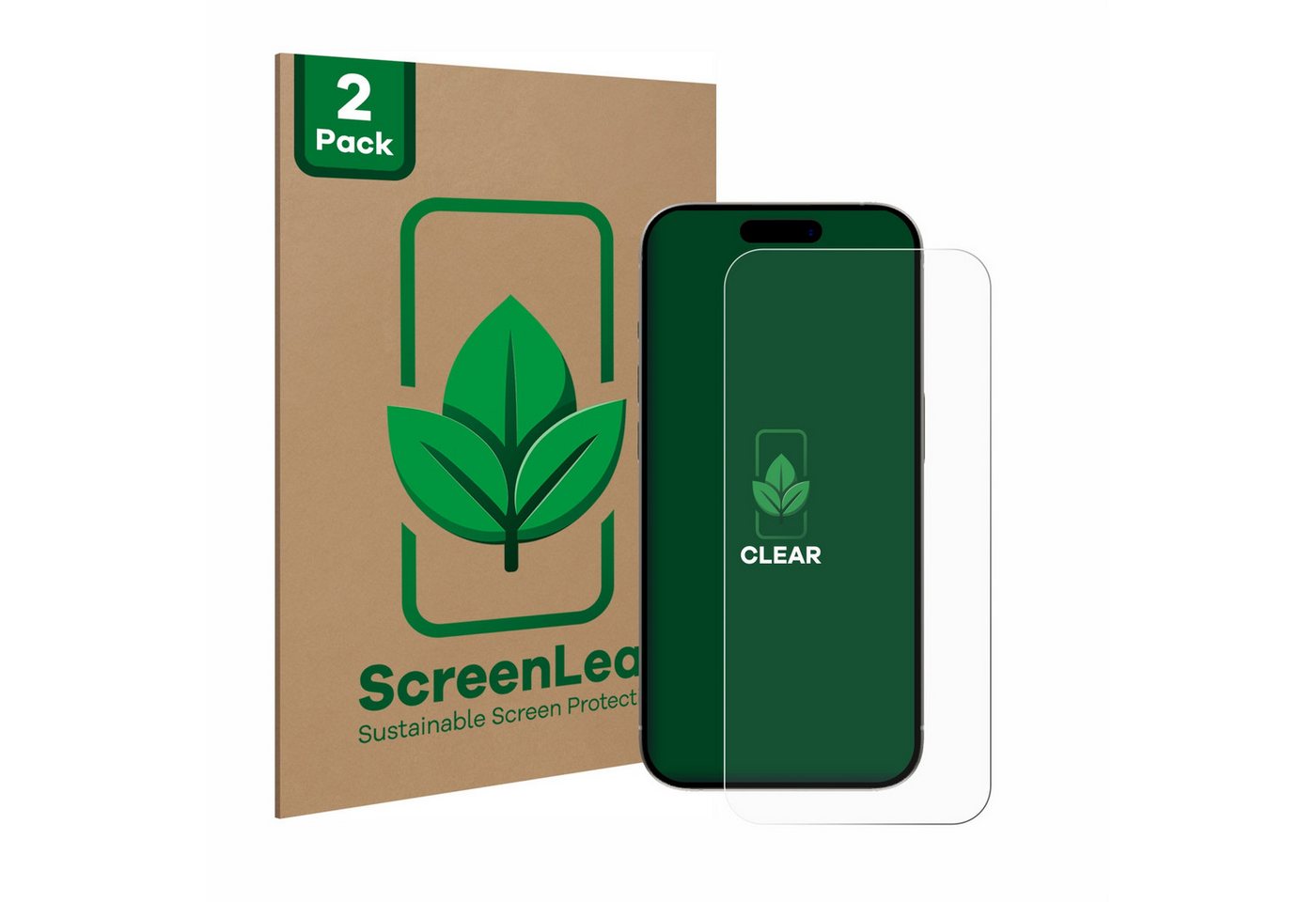 ScreenLeaf Displayschutzfolie Schutzfolie für Apple iPhone 15 Pro, 2 Stück, nachhaltiger Displayschutz Schutz Folie Klar Transparent ScreenLeaf Displayschutzfolie Schutzfolie für Apple iPhone 15 Pro, 2 Stück, nachhaltiger Displayschutz Schutz Folie Klar Transparent von ScreenLeaf
