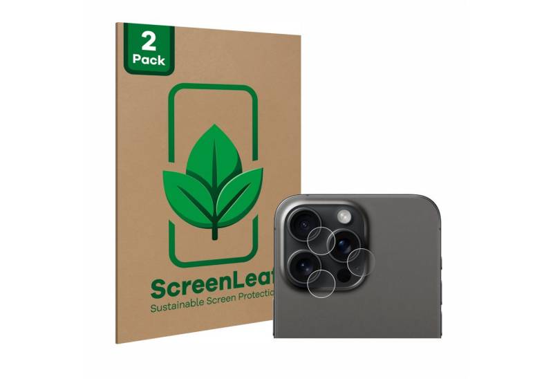 ScreenLeaf Displayschutzfolie Schutzfolie für Apple iPhone 15 Pro Max (NUR Kameraschutz), 2 Stück, nachhaltiger Displayschutz Schutz Folie Klar Transparent von ScreenLeaf