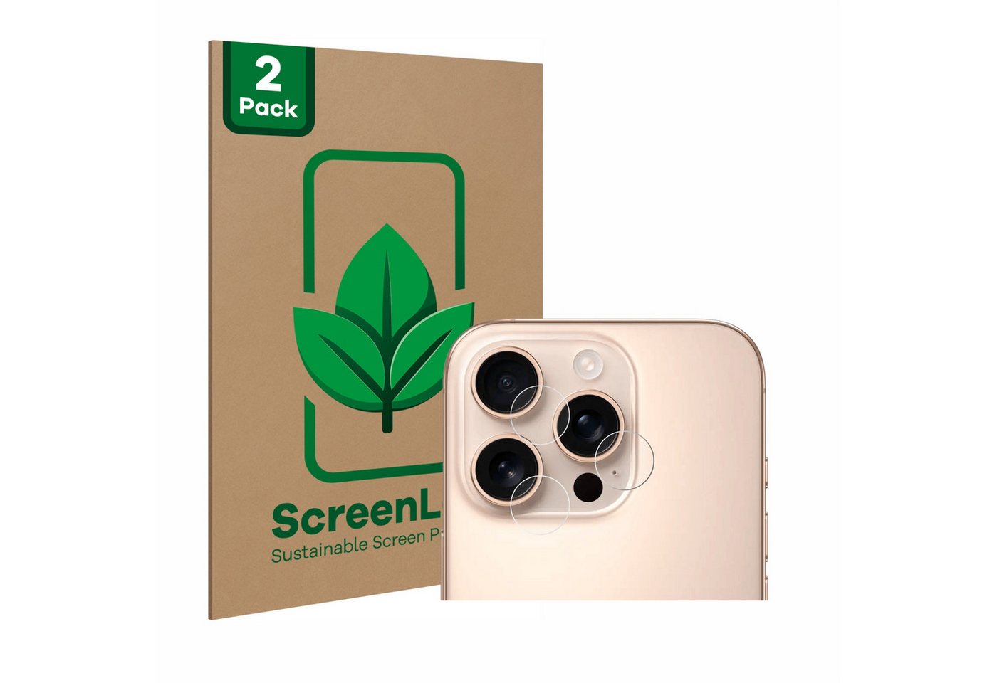 ScreenLeaf Displayschutzfolie Schutzfolie für Apple iPhone 16 Pro (NUR Kameraschutz), 2 Stück, nachhaltiger Displayschutz Schutz Folie Klar Transparent von ScreenLeaf