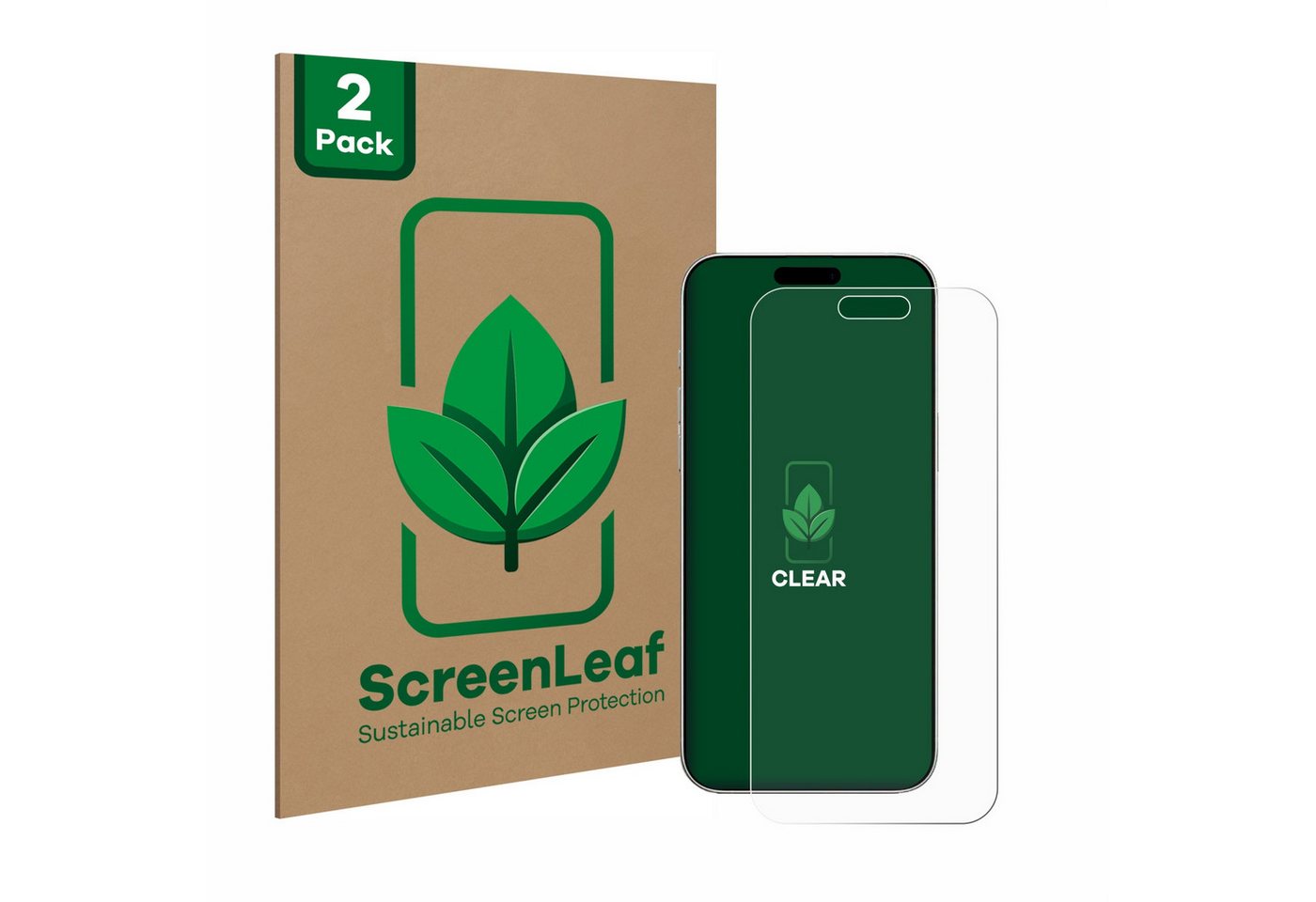 ScreenLeaf Displayschutzfolie Schutzfolie für Apple iPhone 16 Pro Max, 2 Stück, nachhaltiger Displayschutz Schutz Folie Klar Transparent ScreenLeaf Displayschutzfolie Schutzfolie für Apple iPhone 16 Pro Max, 2 Stück, nachhaltiger Displayschutz Schutz Folie Klar Transparent von ScreenLeaf