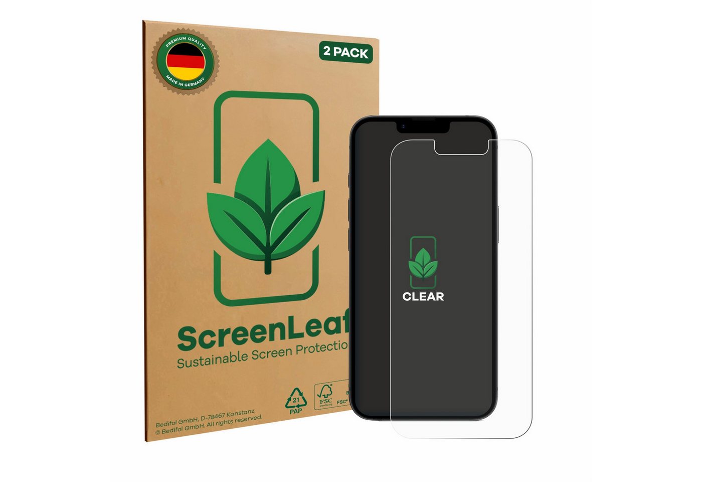ScreenLeaf Displayschutzfolie Schutzfolie für Apple iPhone 16e, 2 Stück, nachhaltiger Displayschutz Schutz Folie Klar Transparent ScreenLeaf Displayschutzfolie Schutzfolie für Apple iPhone 16e, 2 Stück, nachhaltiger Displayschutz Schutz Folie Klar Transparent von ScreenLeaf