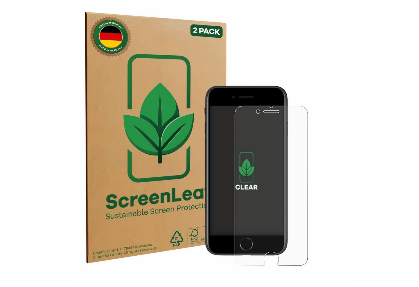 ScreenLeaf Displayschutzfolie Schutzfolie für Apple iPhone SE 2 2020, 2 Stück, nachhaltiger Displayschutz Schutz Folie Klar Transparent ScreenLeaf Displayschutzfolie Schutzfolie für Apple iPhone SE 2 2020, 2 Stück, nachhaltiger Displayschutz Schutz Folie Klar Transparent von ScreenLeaf