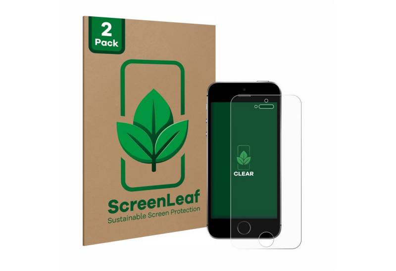 ScreenLeaf Displayschutzfolie Schutzfolie für Apple iPhone SE 2016, 2 Stück, nachhaltiger Displayschutz Schutz Folie Klar Transparent von ScreenLeaf