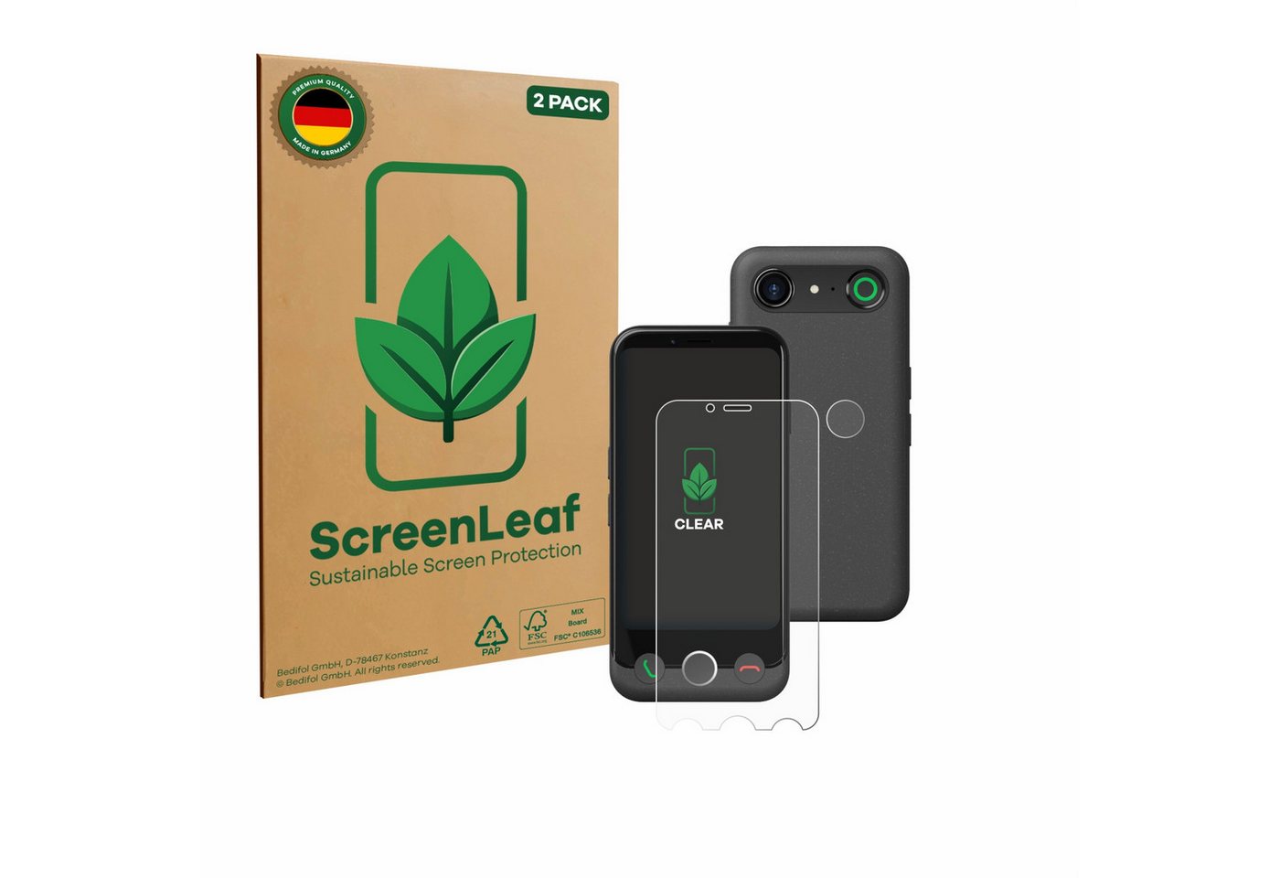 ScreenLeaf Displayschutzfolie Schutzfolie für Doro Aurora A10 (Display+Kamera), 2 Stück, 2 Stück, nachhaltiger Displayschutz Schutz Folie Klar Transparent von ScreenLeaf