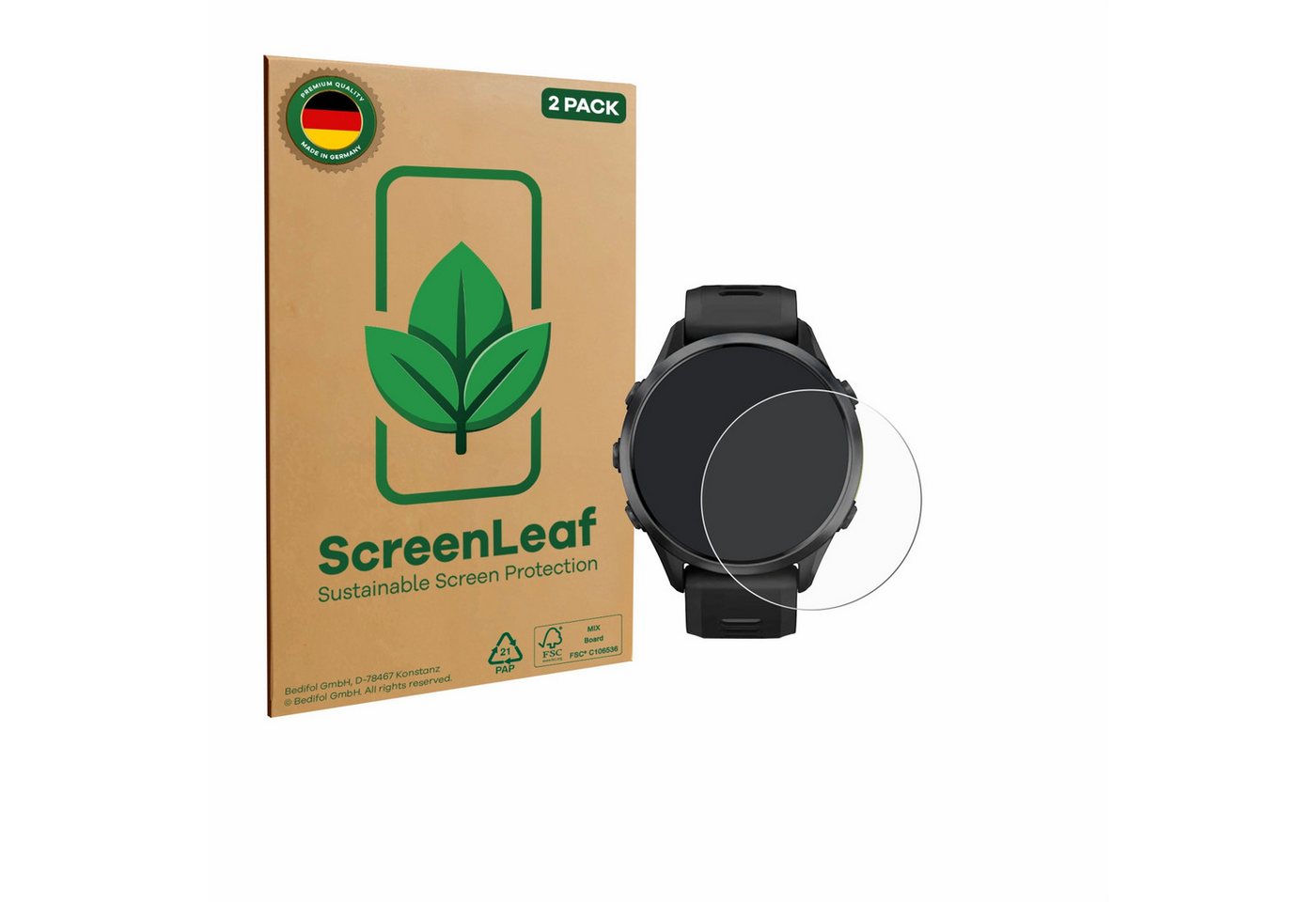 ScreenLeaf Displayschutzfolie Schutzfolie für Garmin Forerunner 970, 2 Stück, nachhaltiger Displayschutz Schutz Folie Klar Transparent ScreenLeaf Displayschutzfolie Schutzfolie für Garmin Forerunner 970, 2 Stück, nachhaltiger Displayschutz Schutz Folie Klar Transparent von ScreenLeaf