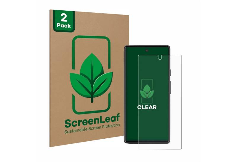 ScreenLeaf Displayschutzfolie Schutzfolie für Google Pixel 6a, 2 Stück, nachhaltiger Displayschutz Schutz Folie Klar Transparent von ScreenLeaf