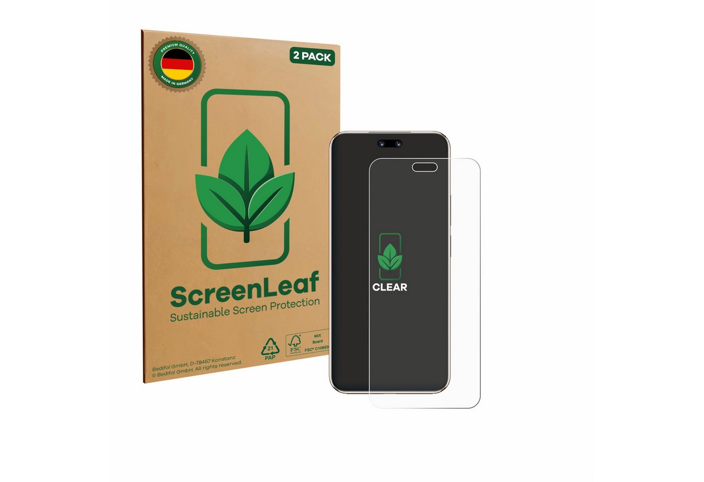 ScreenLeaf Displayschutzfolie Schutzfolie für Huawei Nova 14 Pro, 2 Stück, nachhaltiger Displayschutz Schutz Folie Klar Transparent ScreenLeaf Displayschutzfolie Schutzfolie für Huawei Nova 14 Pro, 2 Stück, nachhaltiger Displayschutz Schutz Folie Klar Transparent von ScreenLeaf
