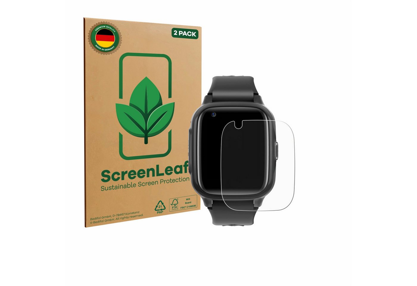 ScreenLeaf Displayschutzfolie Schutzfolie für Krostming Kids Smartwatch GPS 4G, 2 Stück, 2 Stück, nachhaltiger Displayschutz Schutz Folie Klar Transparent ScreenLeaf Displayschutzfolie Schutzfolie für Krostming Kids Smartwatch GPS 4G, 2 Stück, 2 Stück, nachhaltiger Displayschutz Schutz Folie Klar Transparent von ScreenLeaf