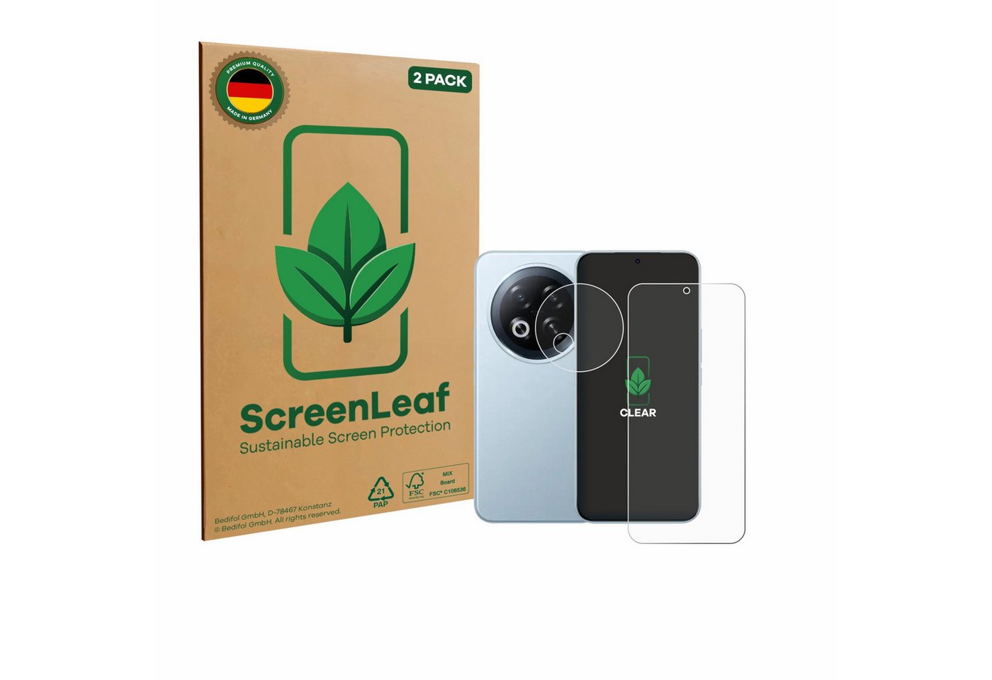 ScreenLeaf Displayschutzfolie Schutzfolie für Meizu Note 22 Pro (Display+Kamera), 2 Stück, nachhaltiger Displayschutz Schutz Folie Klar Transparent von ScreenLeaf