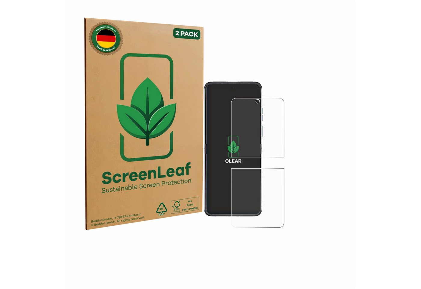 ScreenLeaf Displayschutzfolie Schutzfolie für Motorola Razr 60, 2 Stück, nachhaltiger Displayschutz Schutz Folie Klar Transparent ScreenLeaf Displayschutzfolie Schutzfolie für Motorola Razr 60, 2 Stück, nachhaltiger Displayschutz Schutz Folie Klar Transparent von ScreenLeaf