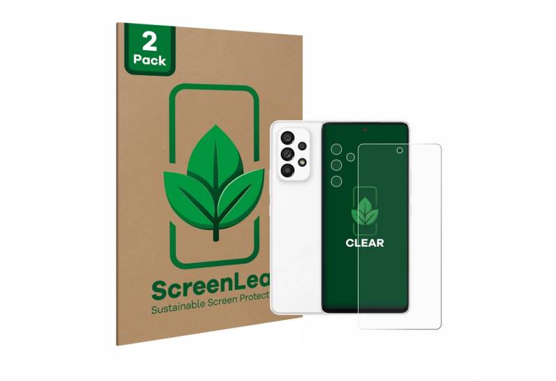 ScreenLeaf Displayschutzfolie Schutzfolie für Samsung Galaxy A53 5G (Display+Kamera), 2 Stück, nachhaltiger Displayschutz Schutz Folie Klar Transparent von ScreenLeaf