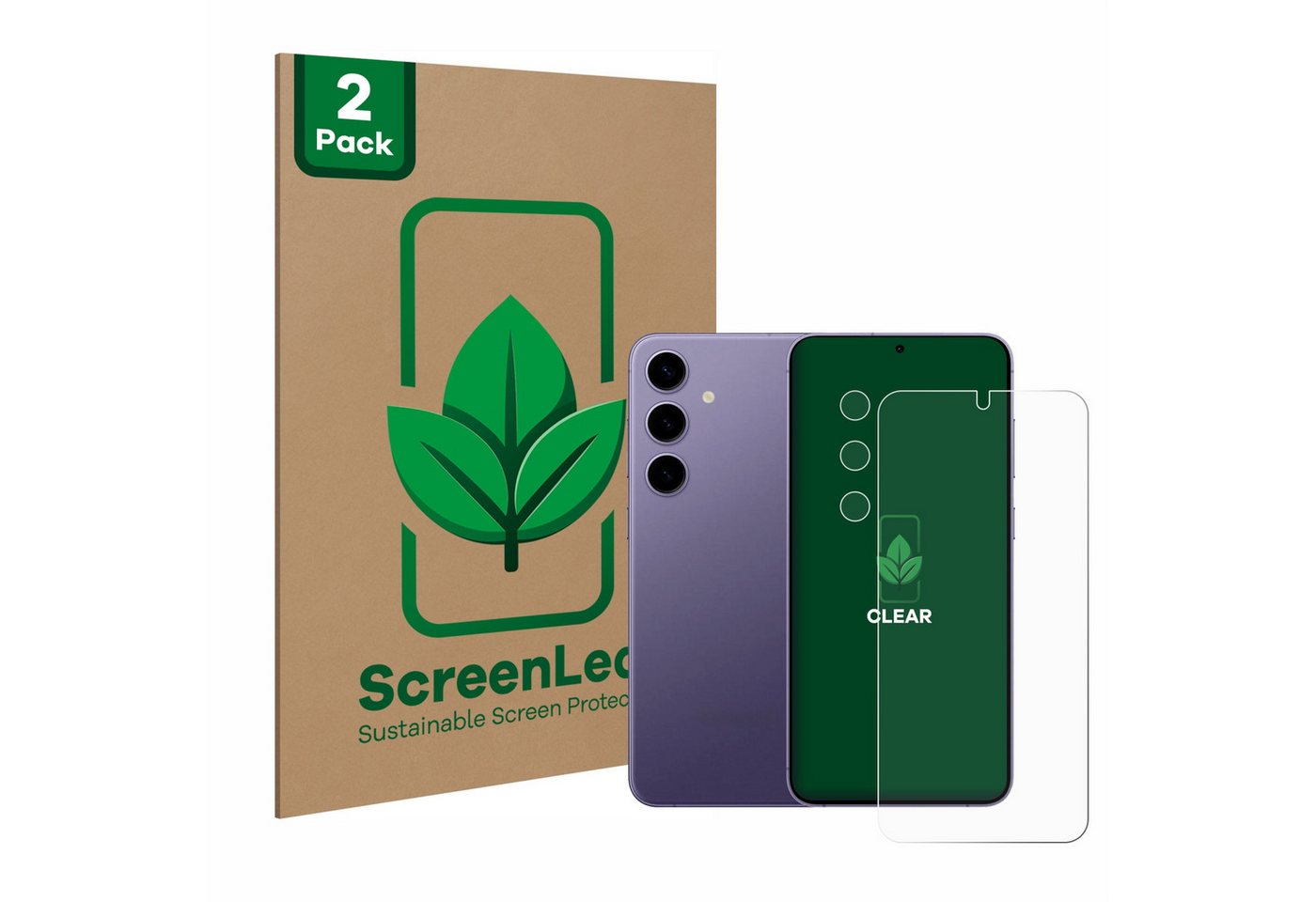 ScreenLeaf Displayschutzfolie Schutzfolie für Samsung Galaxy S24 Plus (Display+Kamera), 2 Stück, nachhaltiger Displayschutz Schutz Folie Klar Transparent von ScreenLeaf