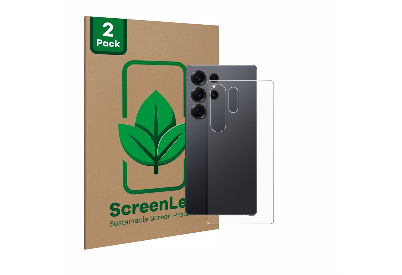 ScreenLeaf Displayschutzfolie Schutzfolie für Samsung Galaxy S25 Ultra (Rückseite), 2 Stück, nachhaltiger Displayschutz Schutz Folie Klar Transparent von ScreenLeaf