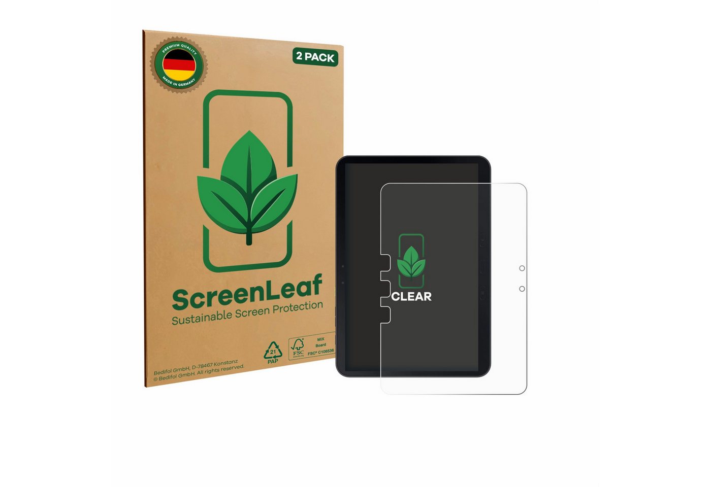 ScreenLeaf Displayschutzfolie Schutzfolie für Samsung Galaxy Tab Active 5 Pro (Hochformat), 2 Stück, nachhaltiger Displayschutz Schutz Folie Klar Transparent von ScreenLeaf